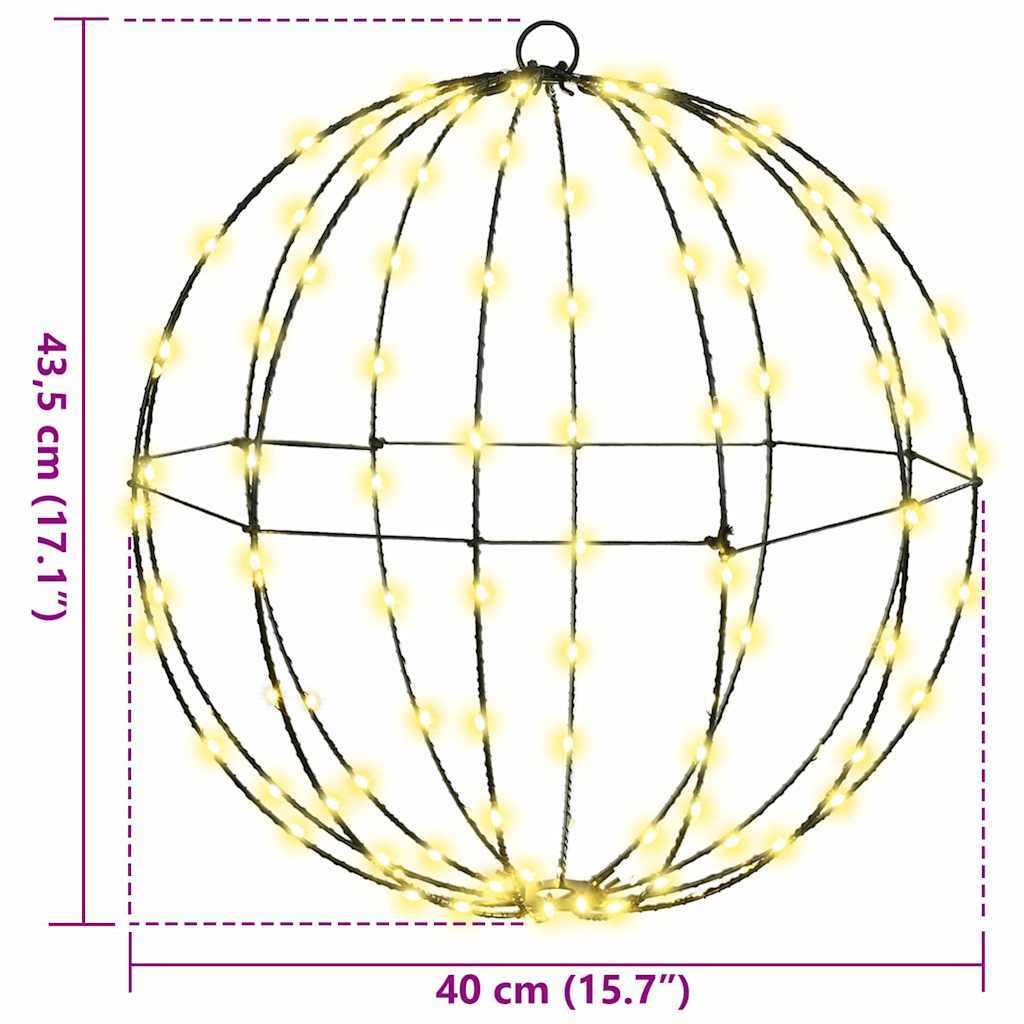HKM-048339 Warm White LED Ball Ornament with 192 Lights – Metal Décor for Indoor and Sheltered Outdoor Use
