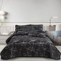 HKM-048531 Quilted Three-Piece Bedspread Set with Floral and Plant Design - 229x229cm