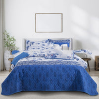 HKM-048531 Quilted Three-Piece Bedspread Set with Floral and Plant Design - 229x229cm