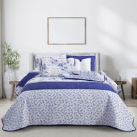 HKM-048531 Quilted Three-Piece Bedspread Set with Floral and Plant Design - 229x229cm