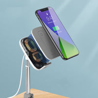 HKM-048595 15W Wireless Charger Stand for Mobile Devices, Adjustable Desktop Phone & Tablet Holder in Silver and Rose Gold
