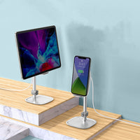 HKM-048595 15W Wireless Charger Stand for Mobile Devices, Adjustable Desktop Phone & Tablet Holder in Silver and Rose Gold