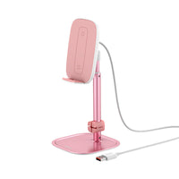 HKM-048595 15W Wireless Charger Stand for Mobile Devices, Adjustable Desktop Phone & Tablet Holder in Silver and Rose Gold