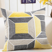 HKM-048595 Plush Geometric Black and Yellow Sofa Pillowcase, 45x45cm for Living Room, Bedroom, and More