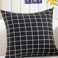 HKM-048595 Plush Geometric Black and Yellow Sofa Pillowcase, 45x45cm for Living Room, Bedroom, and More