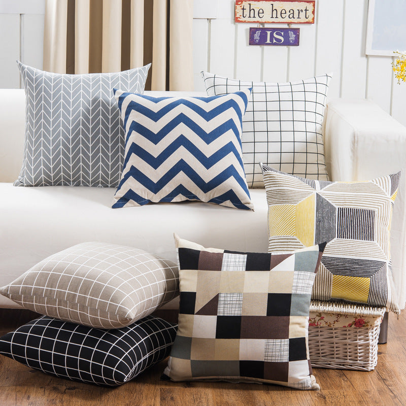 HKM-048595 Plush Geometric Black and Yellow Sofa Pillowcase, 45x45cm for Living Room, Bedroom, and More
