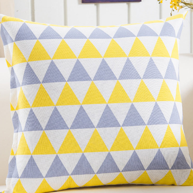 HKM-048595 Plush Geometric Black and Yellow Sofa Pillowcase, 45x45cm for Living Room, Bedroom, and More