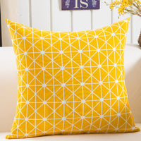 HKM-048595 Plush Geometric Black and Yellow Sofa Pillowcase, 45x45cm for Living Room, Bedroom, and More