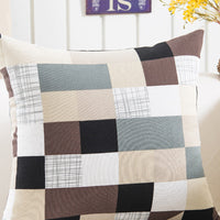 HKM-048595 Plush Geometric Black and Yellow Sofa Pillowcase, 45x45cm for Living Room, Bedroom, and More