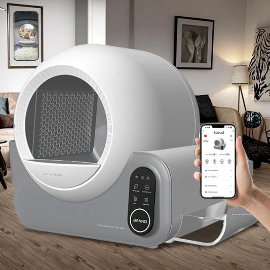 KTX-048659 Automatic Self-Cleaning 100L Plastic Cat Litter Box with Smart Monitoring and Odor Control