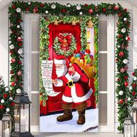 HKM-048659 Christmas and New Year Santa Claus Door Curtain in Cute Design, 180x90cm, Spring Buds Material