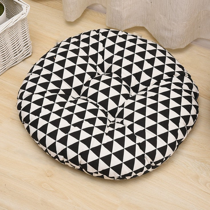 HKM-048659 Modern Round Cotton Core Seat Cushion - Floral Design, 40cm & 50cm