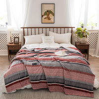 HKM-048851 Milk Velvet Thickened Yarn-Dyed Striped Flannel Blanket for Autumn and Winter