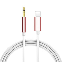 HKM-048915 Vehicle-Mounted 3.5mm Mobile Phone Audio Cable - 1m Length with Metal Shell in Pink, Gold, Black, Silver