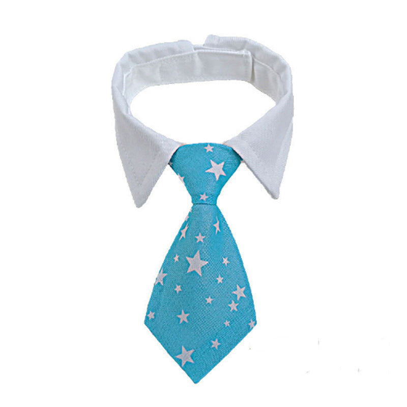 HKM-049235 Striped Cotton Polyester Dog Bow Tie Scarf Collar - Summer Hip Hop Style