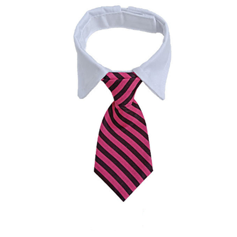 HKM-049235 Striped Cotton Polyester Dog Bow Tie Scarf Collar - Summer Hip Hop Style
