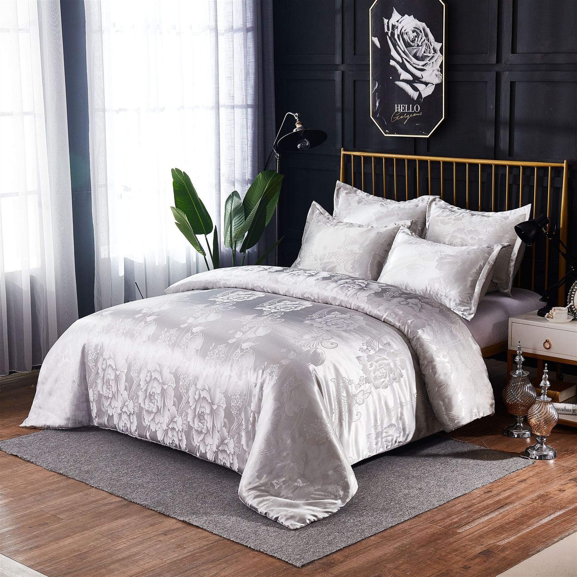 HKM-049299 Three-Piece Polyester Bedding Set with Reactive Print, Various Sizes Available
