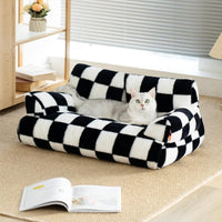 HKM-049363 Fluffy Washable Pet Couch Bed for Cats and Small Dogs with Non-Slip Design