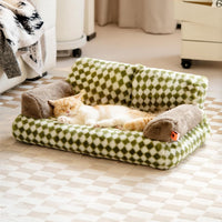 HKM-049363 Fluffy Washable Pet Couch Bed for Cats and Small Dogs with Non-Slip Design