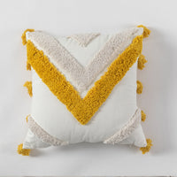 HKM-049363 Moroccan Style Tufted Embroidery Pillow with Cotton Canvas and Tassels, 45x45cm / 30x50cm