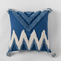 HKM-049363 Moroccan Style Tufted Embroidery Pillow with Cotton Canvas and Tassels, 45x45cm / 30x50cm