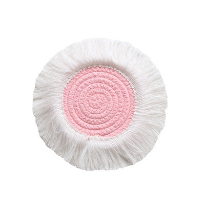 HKM-049363 Tassel Insulation Table Mat - Stylish Heat-Resistant Cushion, 19.5cm Size