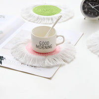 HKM-049363 Tassel Insulation Table Mat - Stylish Heat-Resistant Cushion, 19.5cm Size