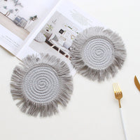 HKM-049363 Tassel Insulation Table Mat - Stylish Heat-Resistant Cushion, 19.5cm Size