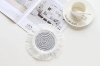HKM-049363 Tassel Insulation Table Mat - Stylish Heat-Resistant Cushion, 19.5cm Size