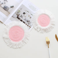 HKM-049363 Tassel Insulation Table Mat - Stylish Heat-Resistant Cushion, 19.5cm Size