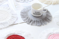 HKM-049363 Tassel Insulation Table Mat - Stylish Heat-Resistant Cushion, 19.5cm Size