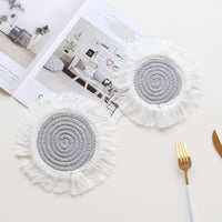 HKM-049363 Tassel Insulation Table Mat - Stylish Heat-Resistant Cushion, 19.5cm Size