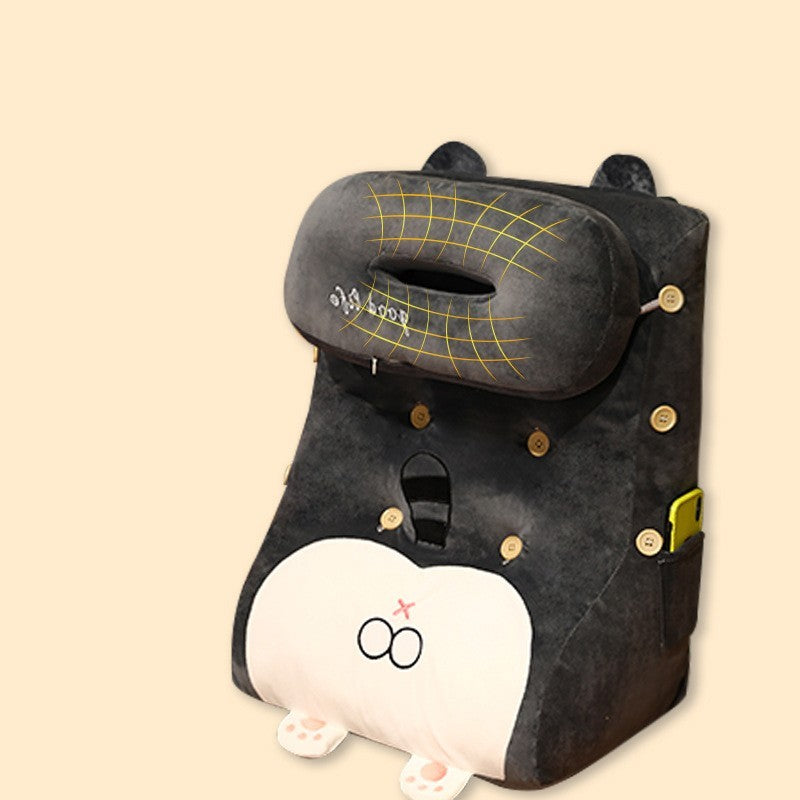 HKM-049427 Plush Cartoon Shaped Back Cushion - Cat, Dinosaur, Pig Designs, 48x30x60cm
