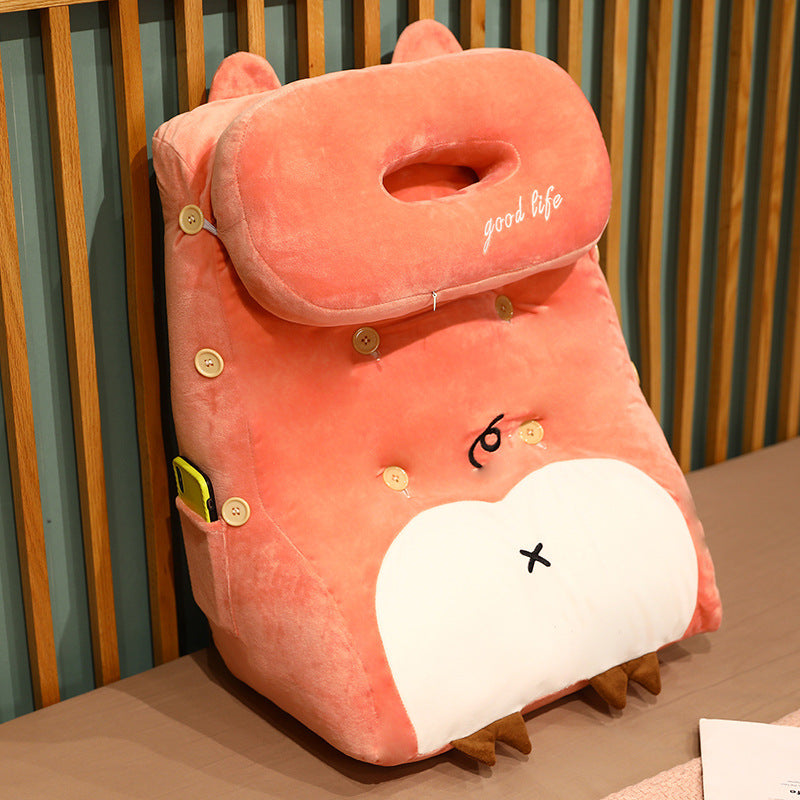 HKM-049427 Plush Cartoon Shaped Back Cushion - Cat, Dinosaur, Pig Designs, 48x30x60cm