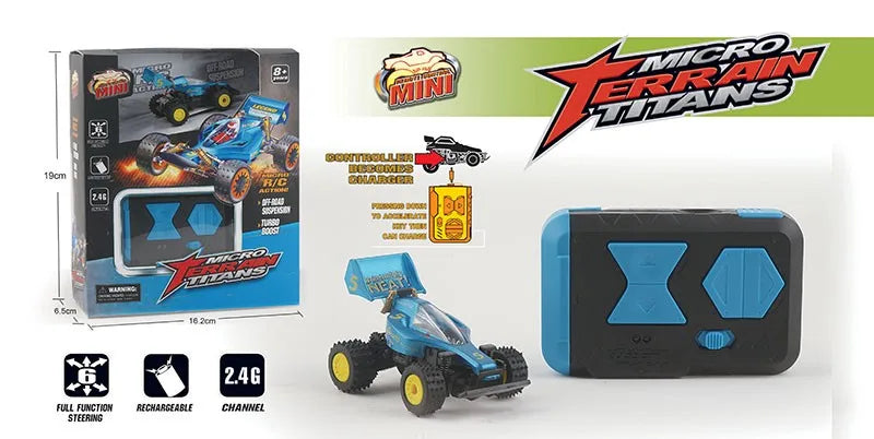 HKM-049491 1:64 Scale Mini RC Buggy Off-Road Remote Control Car, 5-Channel, 2.4G, Ready-to-Go