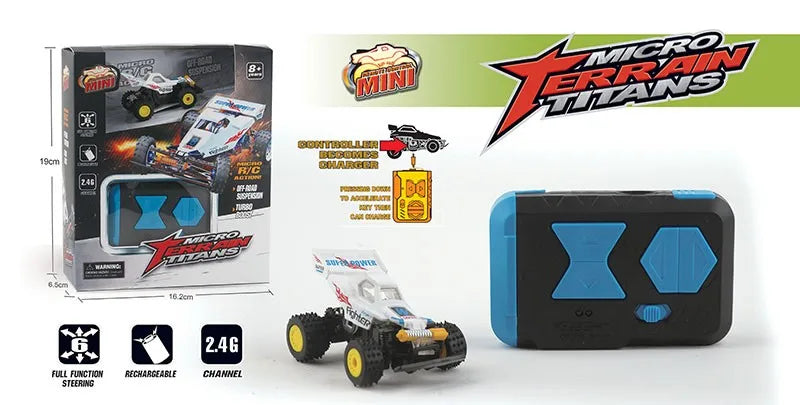 HKM-049491 1:64 Scale Mini RC Buggy Off-Road Remote Control Car, 5-Channel, 2.4G, Ready-to-Go