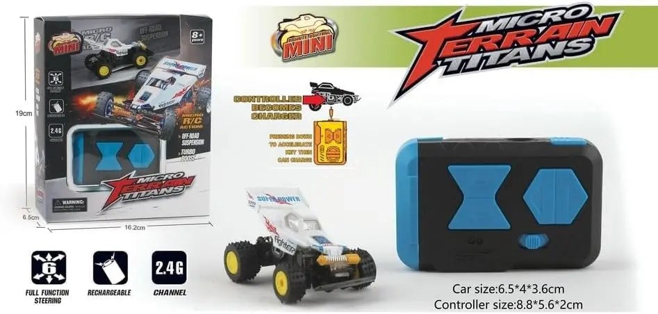 HKM-049491 1:64 Scale Mini RC Buggy Off-Road Remote Control Car, 5-Channel, 2.4G, Ready-to-Go