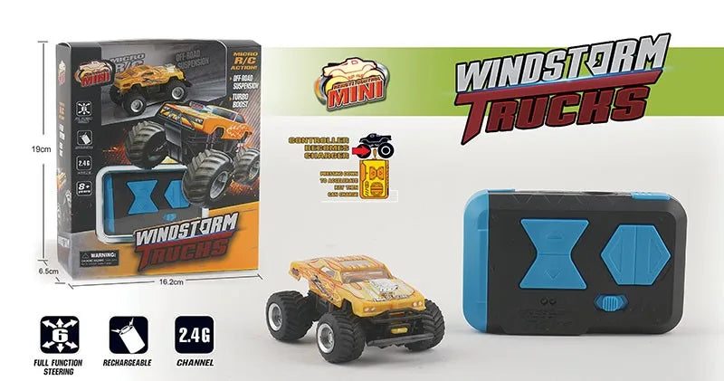 HKM-049491 1:64 Scale Mini RC Buggy Off-Road Remote Control Car, 5-Channel, 2.4G, Ready-to-Go