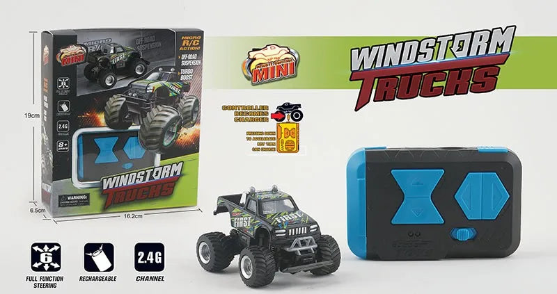 HKM-049491 1:64 Scale Mini RC Buggy Off-Road Remote Control Car, 5-Channel, 2.4G, Ready-to-Go