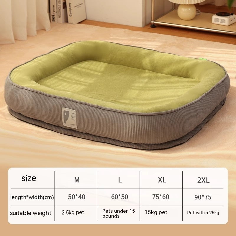 HKM-049491 Cozy Plush Winter Dog Bed with Neck Protection and Blanket Options