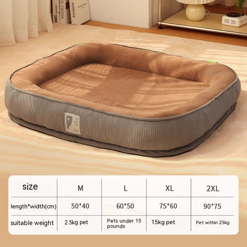 HKM-049491 Cozy Plush Winter Dog Bed with Neck Protection and Blanket Options