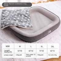 HKM-049491 Cozy Plush Winter Dog Bed with Neck Protection and Blanket Options