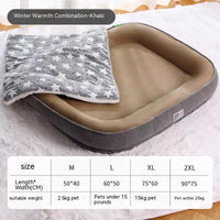 HKM-049491 Cozy Plush Winter Dog Bed with Neck Protection and Blanket Options