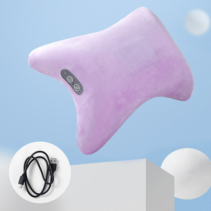 HKM-049491 Vibrating Massage Pillow with Hot Compress - USB Rechargeable, Skin-Friendly Velvet