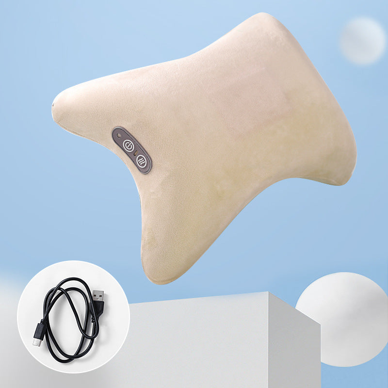 HKM-049491 Vibrating Massage Pillow with Hot Compress - USB Rechargeable, Skin-Friendly Velvet