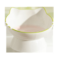 HKM-049555 Hand-Painted Ceramic Cat Bowl with Cute Cat Ears for Food and Water