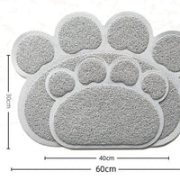 HKM-049555 Splash-Proof Cat Litter Mat with Anti-Carry Design - Gray Cat's Paw Pattern