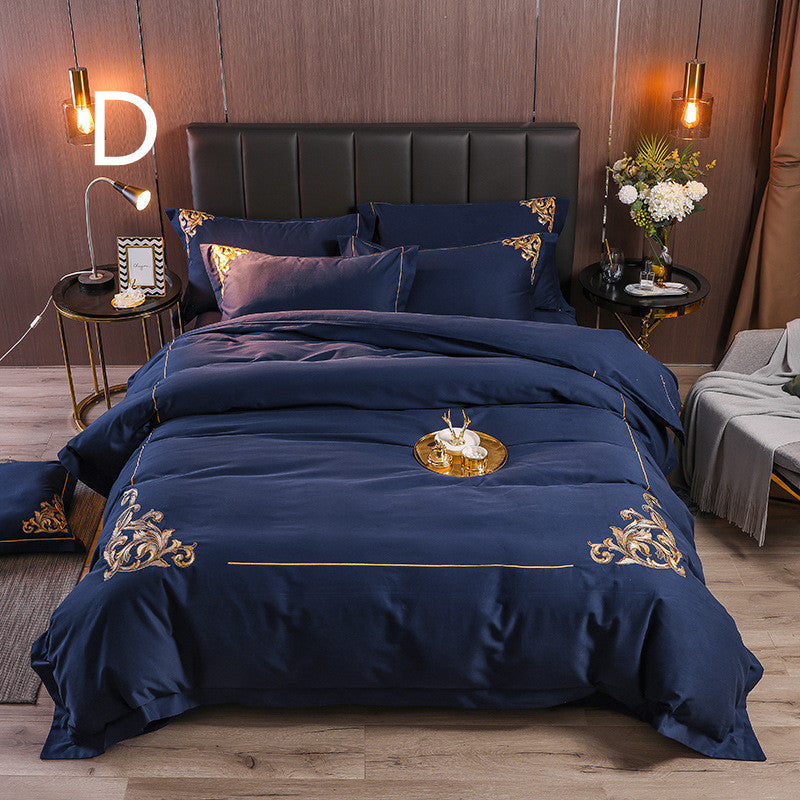 HKM-049683 Four-Piece Brushed Cotton Nordic Style Winter Bedding Set in Soft Nude