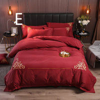 HKM-049683 Four-Piece Brushed Cotton Nordic Style Winter Bedding Set in Soft Nude