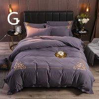 HKM-049683 Four-Piece Brushed Cotton Nordic Style Winter Bedding Set in Soft Nude